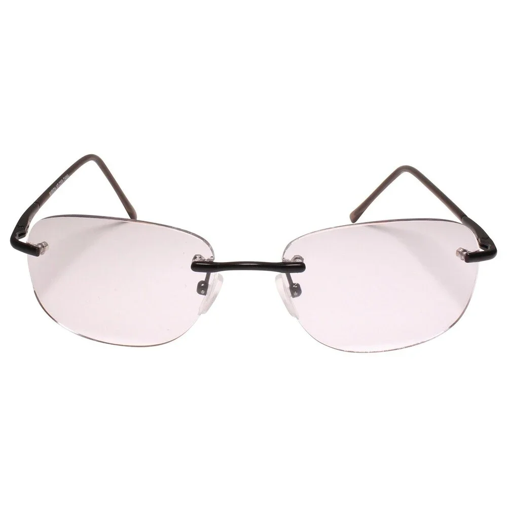 Modern Rimless Rectangle Gray Accent Clear Lens Glasses